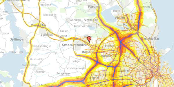 Trafikstøjkort på Lindbjergvej 110, 2750 Ballerup