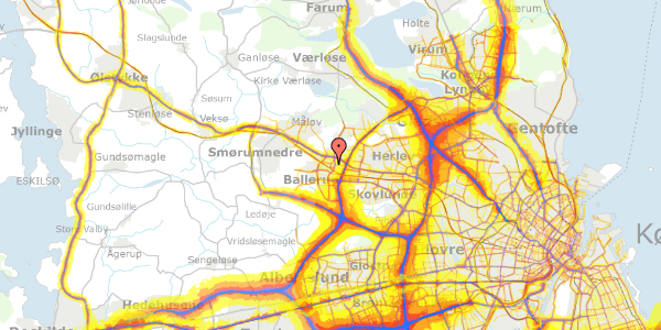 Trafikstøjkort på Lindevænget 14, 2. th, 2750 Ballerup