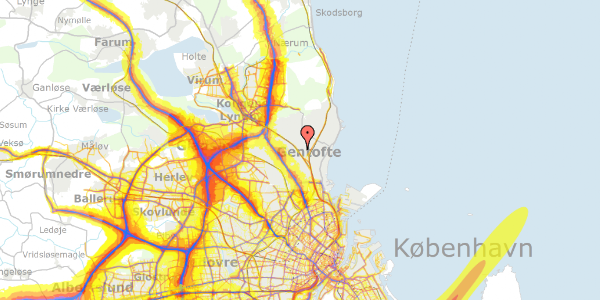 Trafikstøjkort på Adolphsvej 15, 2820 Gentofte