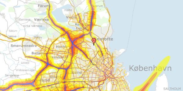 Trafikstøjkort på Aftenbakken 13, 2870 Dyssegård