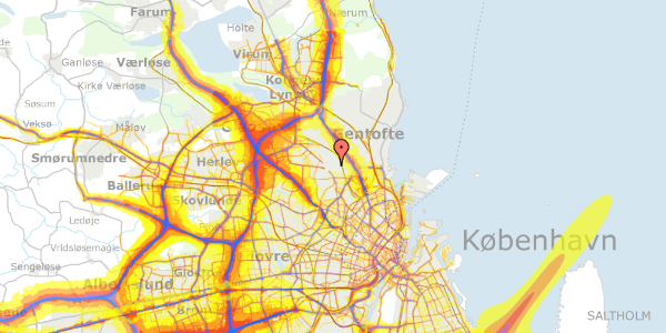 Trafikstøjkort på Almindingen 57, 2870 Dyssegård