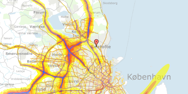 Trafikstøjkort på Baunegårdsvej 1, 2. th, 2820 Gentofte