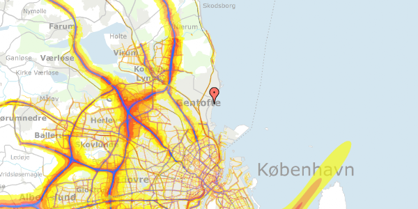 Trafikstøjkort på Blidahlund 5, 1. tv, 2920 Charlottenlund