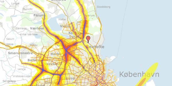 Trafikstøjkort på Brogårdsvej 60, 1. 102, 2820 Gentofte