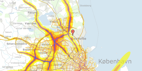 Trafikstøjkort på Brogårdsvej 60, 1. 105, 2820 Gentofte