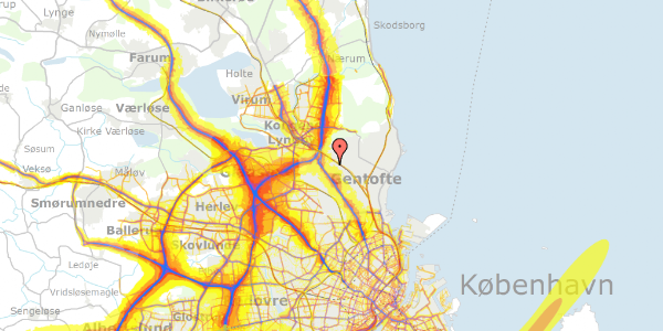 Trafikstøjkort på Brogårdsvej 71, 1. th, 2820 Gentofte