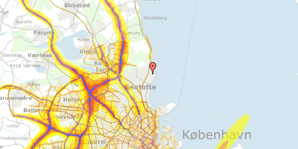 Trafikstøjkort på Broholms Alle 6C, 2. tv, 2920 Charlottenlund