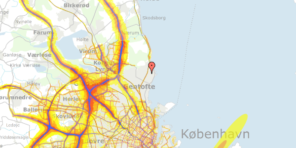 Trafikstøjkort på Broholms Alle 6D, 2. th, 2920 Charlottenlund