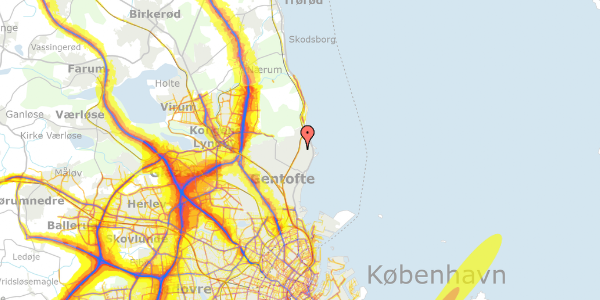 Trafikstøjkort på Broholms Alle 32, 2. th, 2920 Charlottenlund