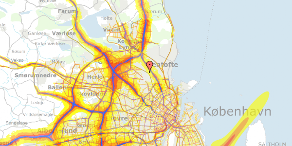 Trafikstøjkort på Brødrevej 23, 2870 Dyssegård