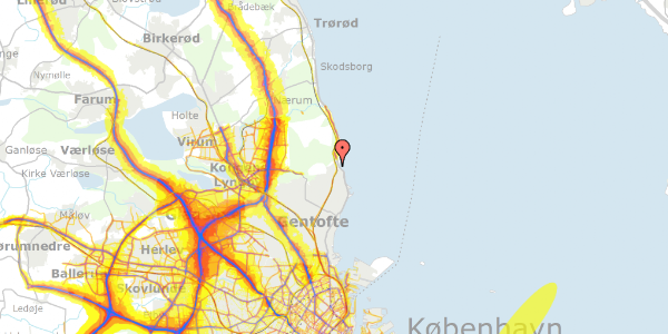 Trafikstøjkort på Christiansholms Parallelvej 1, 2930 Klampenborg