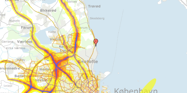 Trafikstøjkort på Christiansholms Parallelvej 13, 2930 Klampenborg