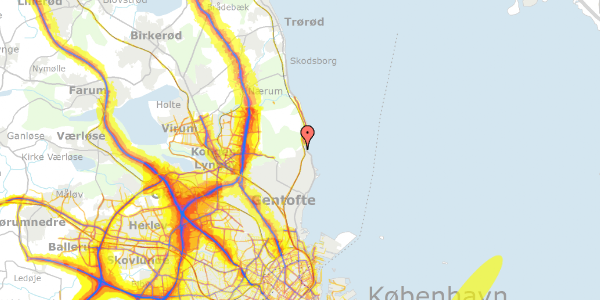 Trafikstøjkort på Dyrehavevej 34, 2930 Klampenborg