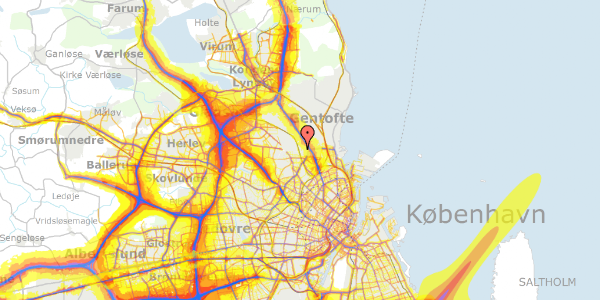 Trafikstøjkort på Ellemosevej 38, 2900 Hellerup