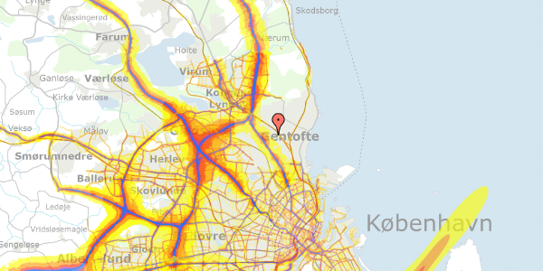 Trafikstøjkort på Erichsensvej 25, 2820 Gentofte