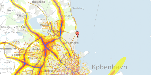 Trafikstøjkort på Folevænget 2B, 2920 Charlottenlund