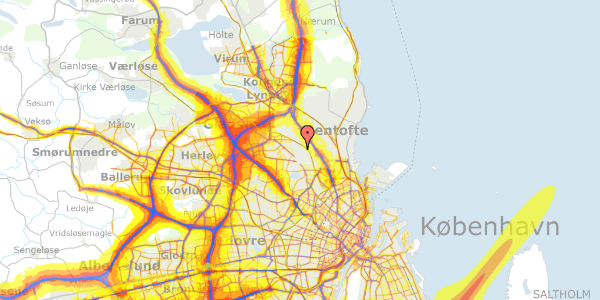 Trafikstøjkort på Frændevej 4A, 1. , 2870 Dyssegård