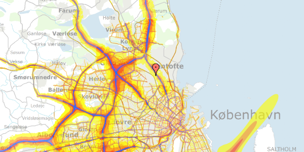 Trafikstøjkort på Frændevej 40, 2870 Dyssegård