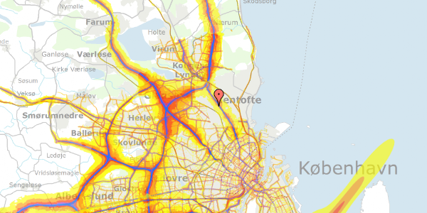 Trafikstøjkort på Fuglegårdsvænget 62, 2. tv, 2820 Gentofte