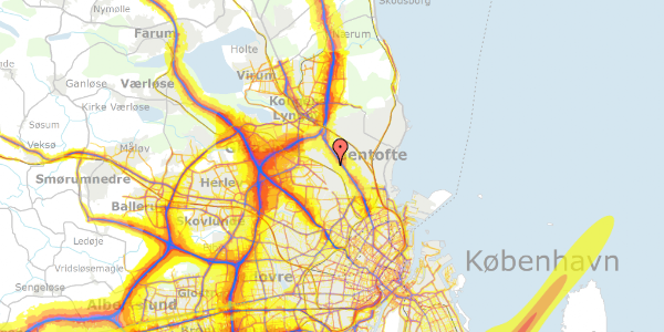 Trafikstøjkort på Fuglegårdsvænget 73, 1. th, 2820 Gentofte