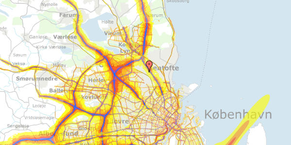 Trafikstøjkort på Fuglegårdsvænget 90, st. tv, 2820 Gentofte