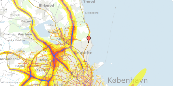 Trafikstøjkort på Holmegårdsvej 20, 2920 Charlottenlund