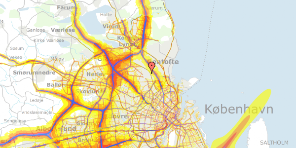 Trafikstøjkort på Hulkærvej 32, 2870 Dyssegård