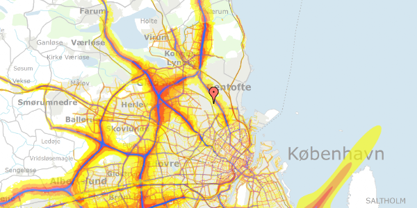 Trafikstøjkort på Hulkærvej 35, 2870 Dyssegård