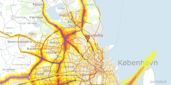 Trafikstøjkort på Hulkærvej 36, 2870 Dyssegård