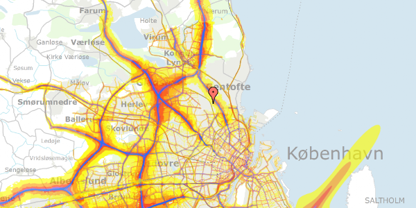 Trafikstøjkort på Hulkærvej 38, 2870 Dyssegård