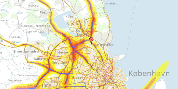 Trafikstøjkort på Høvænget 6, 2820 Gentofte