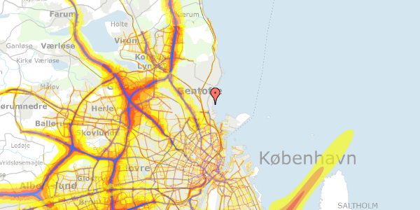 Trafikstøjkort på Jomsborgvej 11, 3. th, 2900 Hellerup