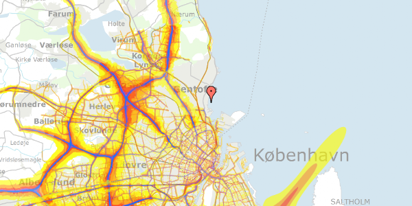 Trafikstøjkort på Jomsborgvej 23, 3. th, 2900 Hellerup