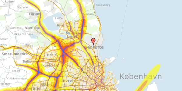 Trafikstøjkort på Juliusvej 14, 2820 Gentofte