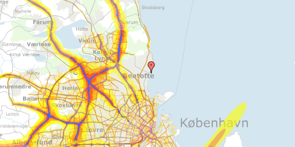 Trafikstøjkort på Jægersborg Alle 1D, 2920 Charlottenlund