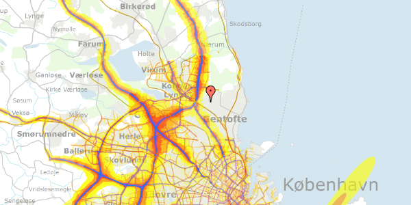 Trafikstøjkort på Jægervangen 11, 2820 Gentofte