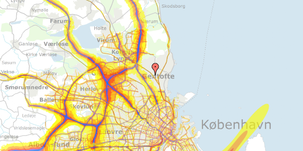 Trafikstøjkort på Kildeskovsvej 52, 2820 Gentofte