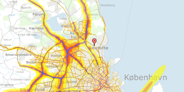 Trafikstøjkort på Kildeskovsvej 92, 2820 Gentofte