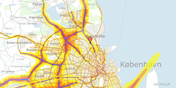 Trafikstøjkort på Knud Rasmussens Vej 10, 2870 Dyssegård