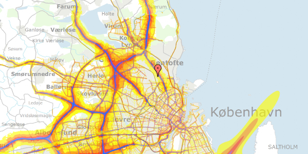 Trafikstøjkort på Knud Rasmussens Vej 22, 2870 Dyssegård