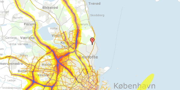 Trafikstøjkort på Krathusvej 36, 2920 Charlottenlund