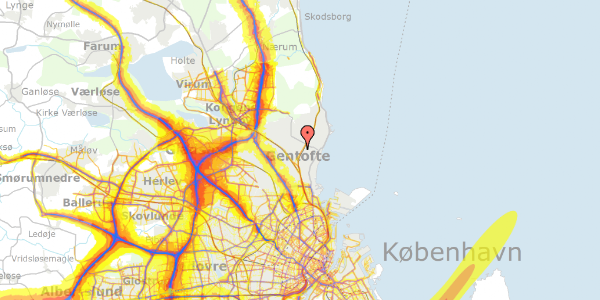 Trafikstøjkort på L E Bruuns Vej 8, 2. th, 2920 Charlottenlund