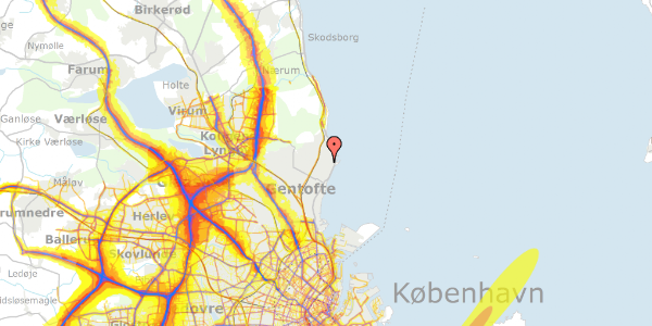 Trafikstøjkort på Melchiorsvej 3, 2920 Charlottenlund