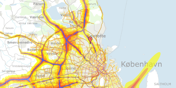 Trafikstøjkort på Mindevej 44, 2870 Dyssegård