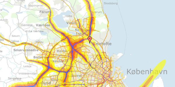 Trafikstøjkort på Mosegårdsvænget 3, 2820 Gentofte