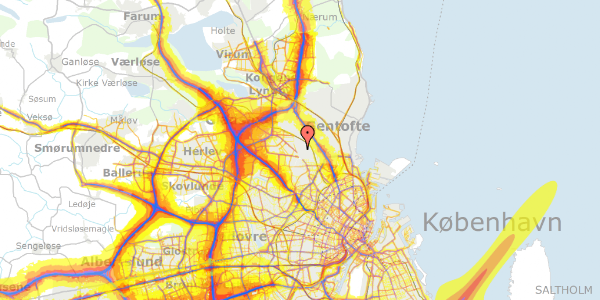 Trafikstøjkort på Munkegårdsvej 11, 2870 Dyssegård