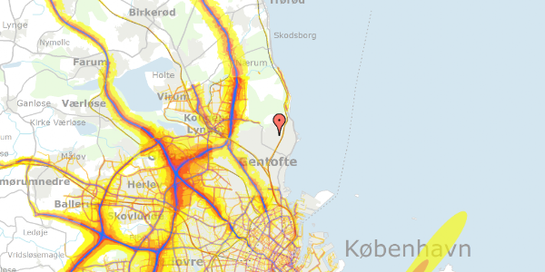 Trafikstøjkort på Ordrupdalvej 23, 2920 Charlottenlund