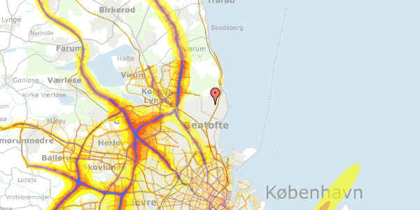 Trafikstøjkort på Ordrupdalvej 27, 2920 Charlottenlund