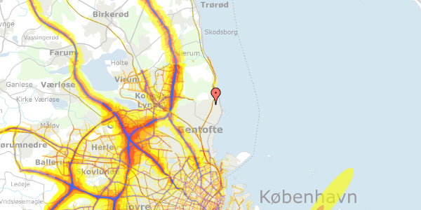 Trafikstøjkort på Ordrup Vænge 42, 2920 Charlottenlund