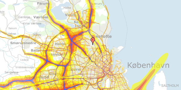 Trafikstøjkort på Plantevej 29, 1. th, 2870 Dyssegård